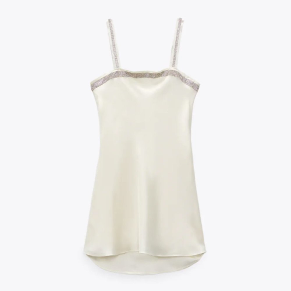 ZARA Satin Effect Jewel Dress | XS | NWT